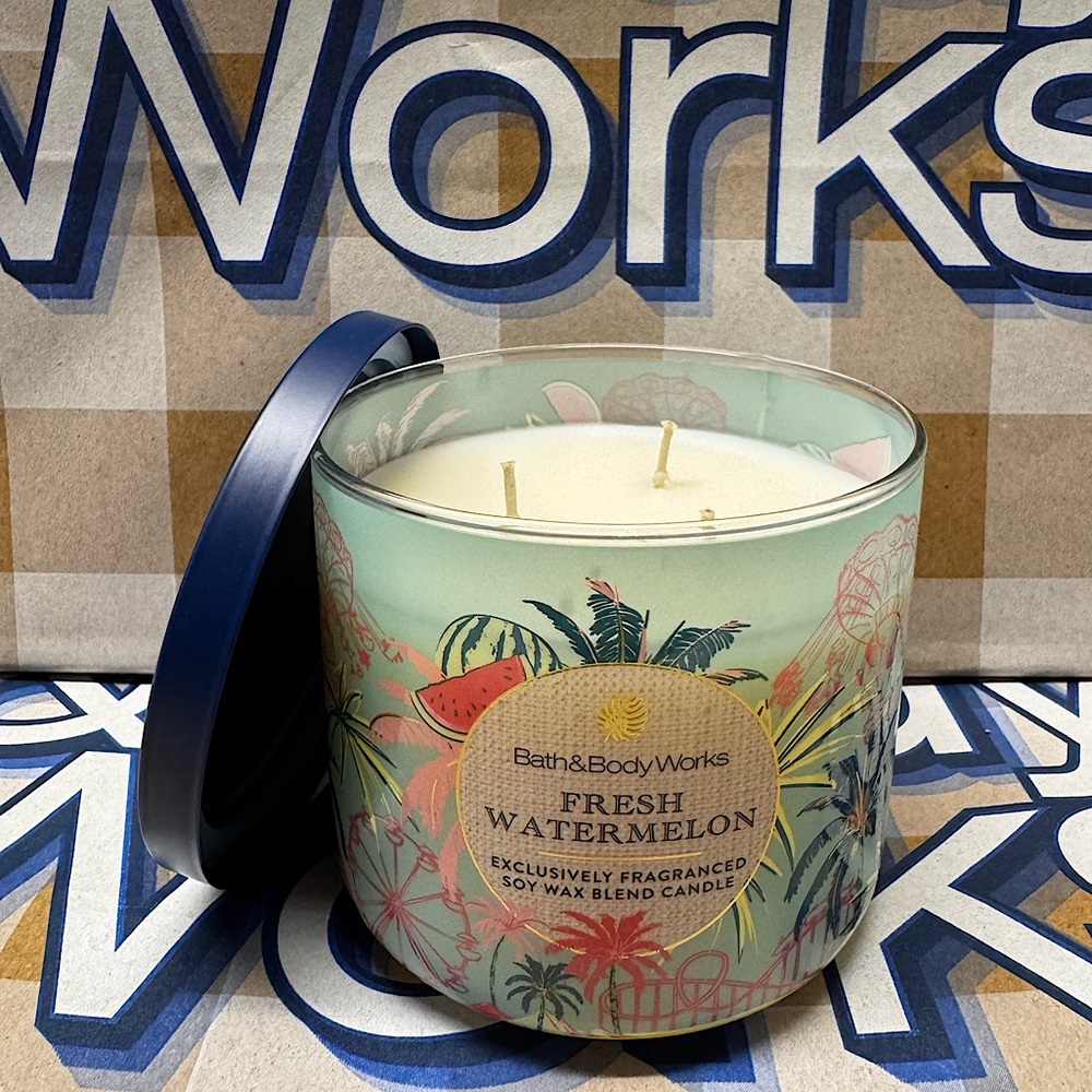 NEW B&BW Fresh Watermelon 3 wick soy wax blend candle